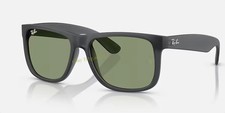 Ray-Ban Justin Classic RB4165 Matte Opal Grey Nylon Green Lens Sunglasses 54 UV
