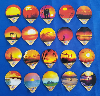 Emmi Coffee Cream Pot Lids SUNSETS (Without Tags) set of 20 loose