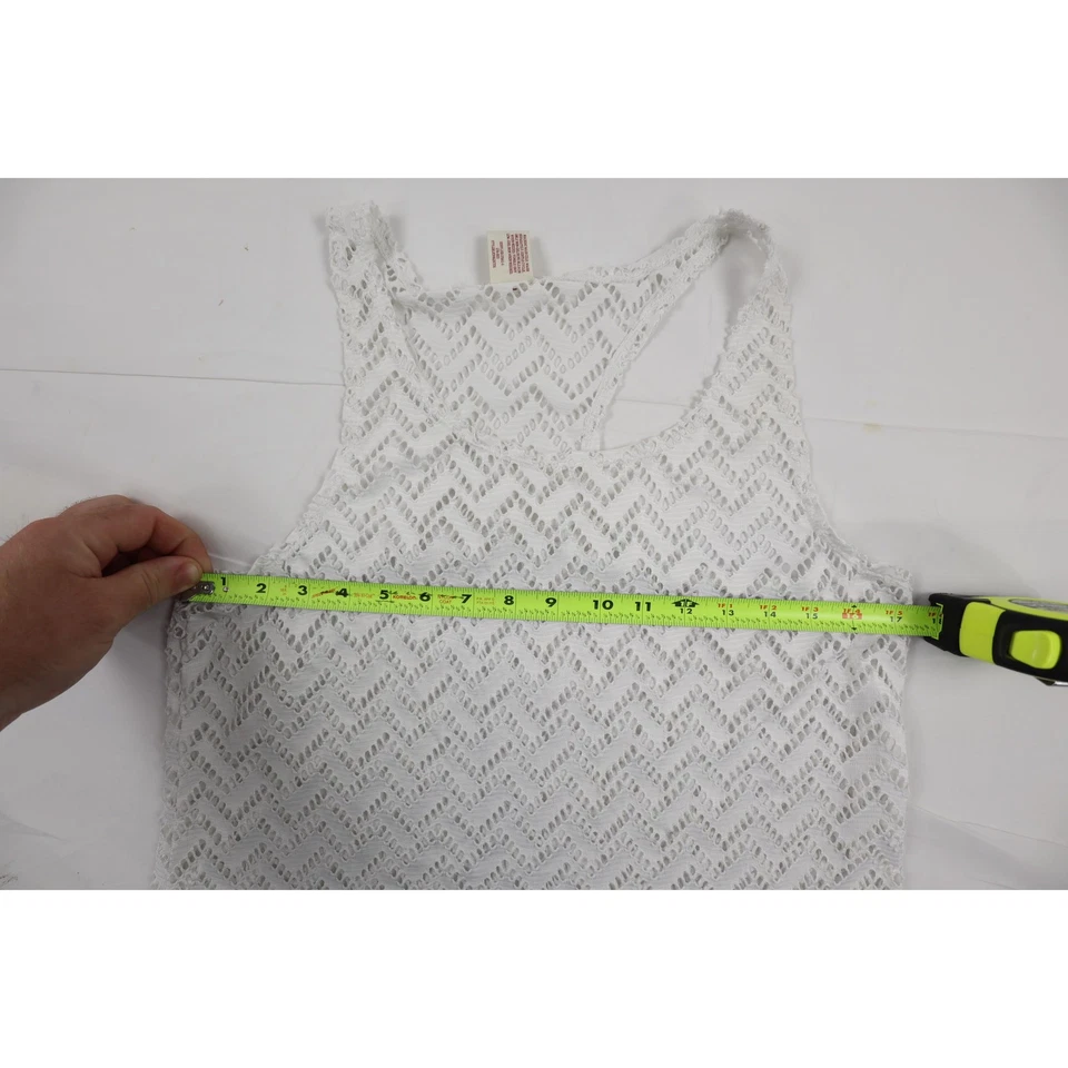 Camiseta sin mangas Arizona Jean Co para mujer mediana (M) blanca cubierta tejido abierto boho Foto 4 de 4