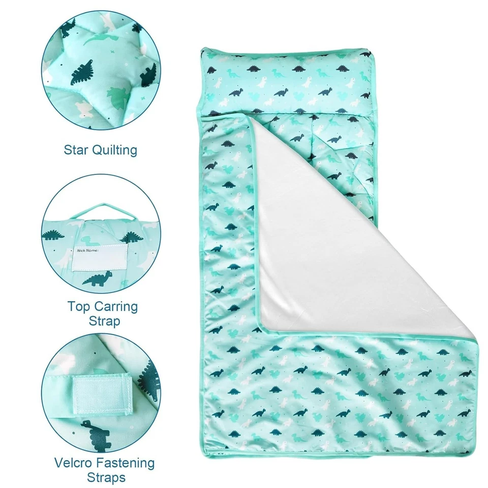 Alfombra de siesta para niños pequeños con almohada y manta saco de dormir para niños para preescolar 50"x21" Foto 2 de 4