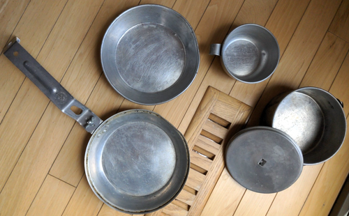 Vintage Boy Scouts Of America Official Cook Kit 6 Pieces With Canteen 1950's