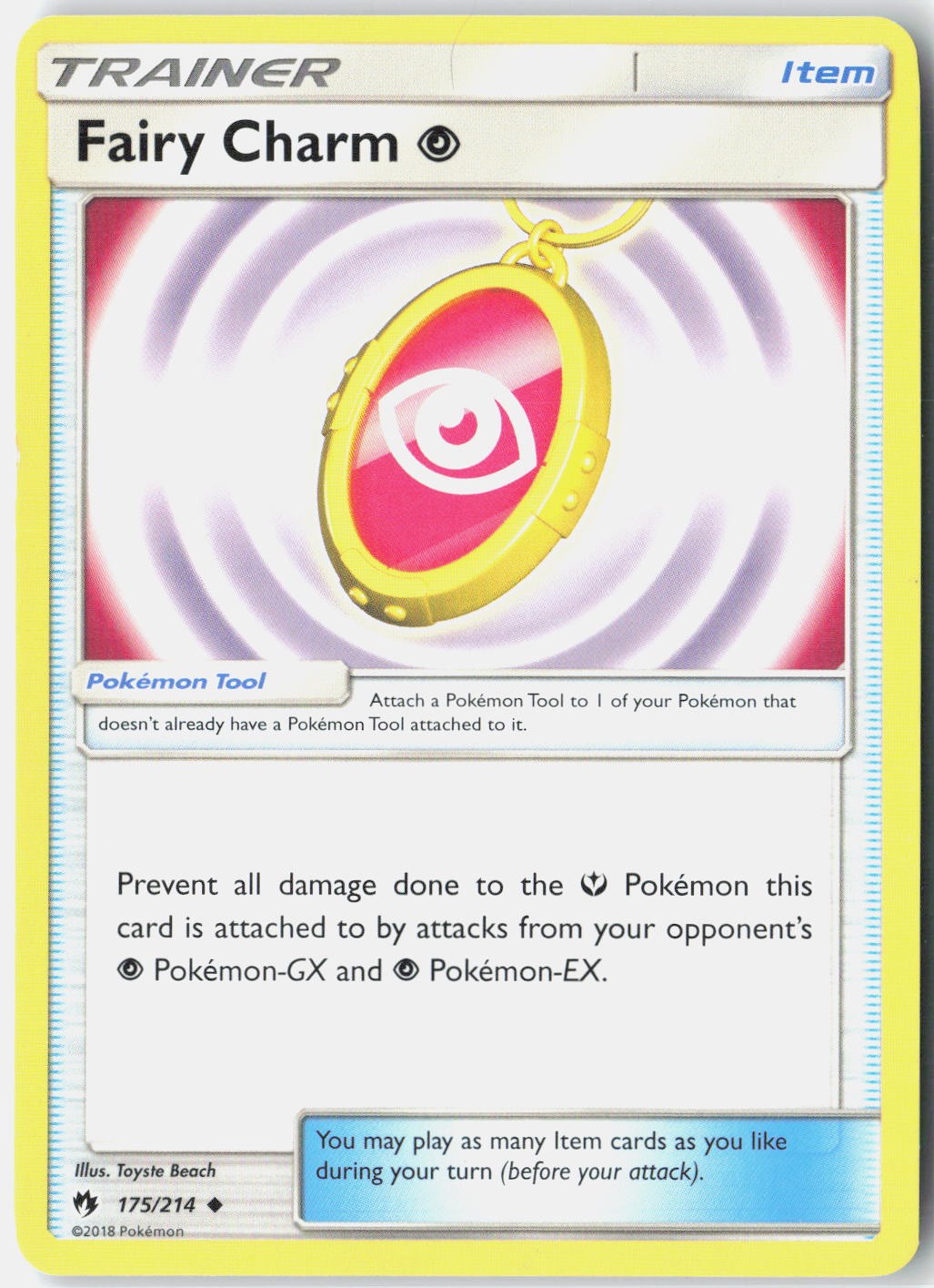 Fairy Charm Psychic 175/214 Uncommon Lost Thunder Pokemon Lightly Played