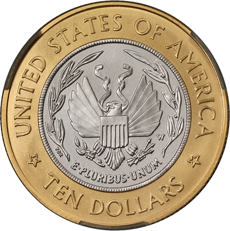 2000-W Library of Congress Commem Gold Bimetallic $10 CAC Grading MS70 - STOCK - Image 2 of 4