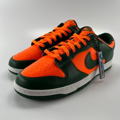 Nike Dunk Low Retro Miami Hurricanes Gorge Green Total Orange DD1391-300 Mens 13