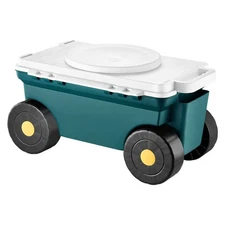 Garden Scooter with Seat, 2 in 1 Rolling Garden Cart with Storage Bin, Supports