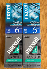 Maxell GX Silver High Quality T-120 6 Hour VHS Video Tapes 4-Pack NEW SEALED