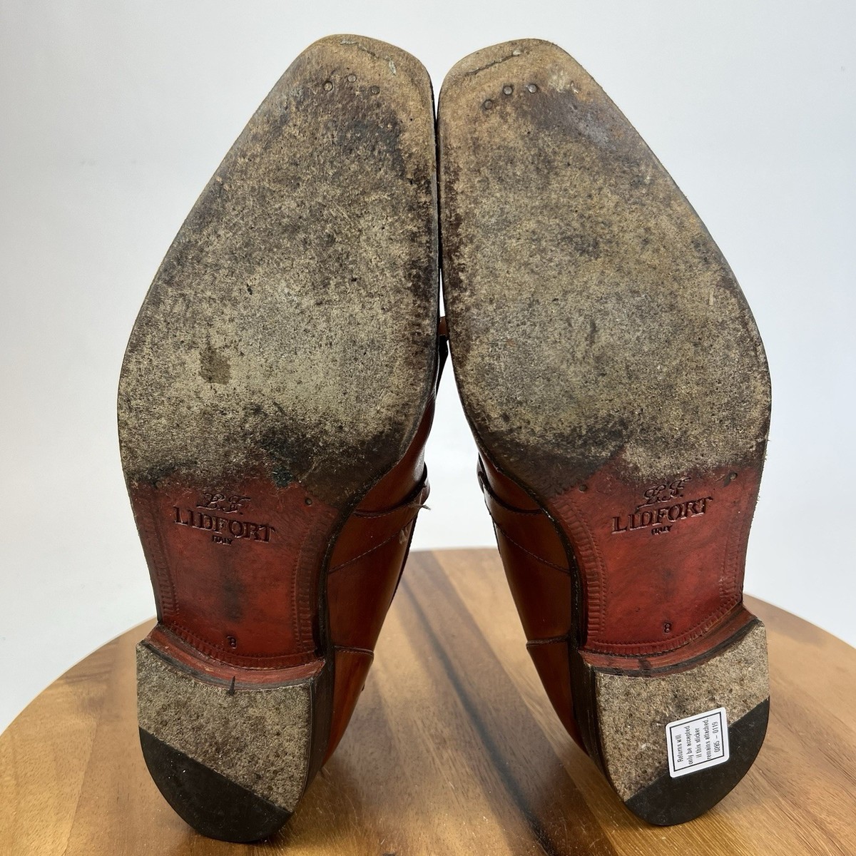 Mens L.F. Lidfort Brown Leather Slip On Cap Toe Fringe Dress 