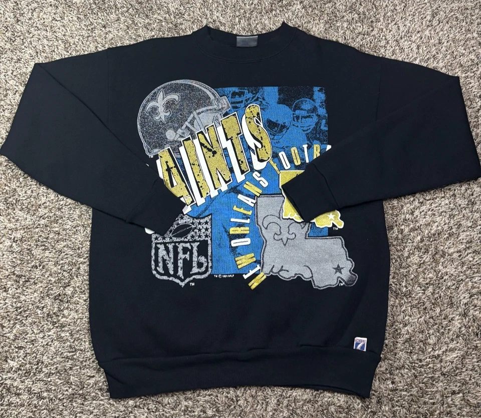 Suéter DE COLECCIÓN New Orleans Saints Para Hombres Mediano Negro NFL Fútbol Logo 7 Foto 2 de 4