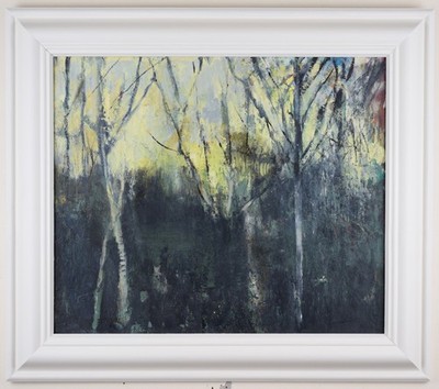 Wintersonne & Silberbirken. Original Öl des aufgeführten Künstlers Malcolm Fryer, um 1995