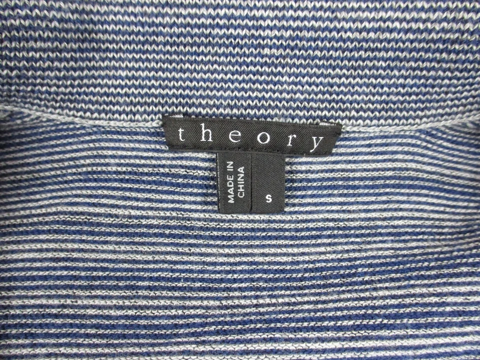 Suéter masculino Theory pequeno azul cinza manga curta gola pulôver camisa de malha - Imagem 3 de 4