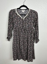 Vintage Cottagecore Girls Size 10 USA Made Floral Ruffle Puff Sleeve Dress 80s