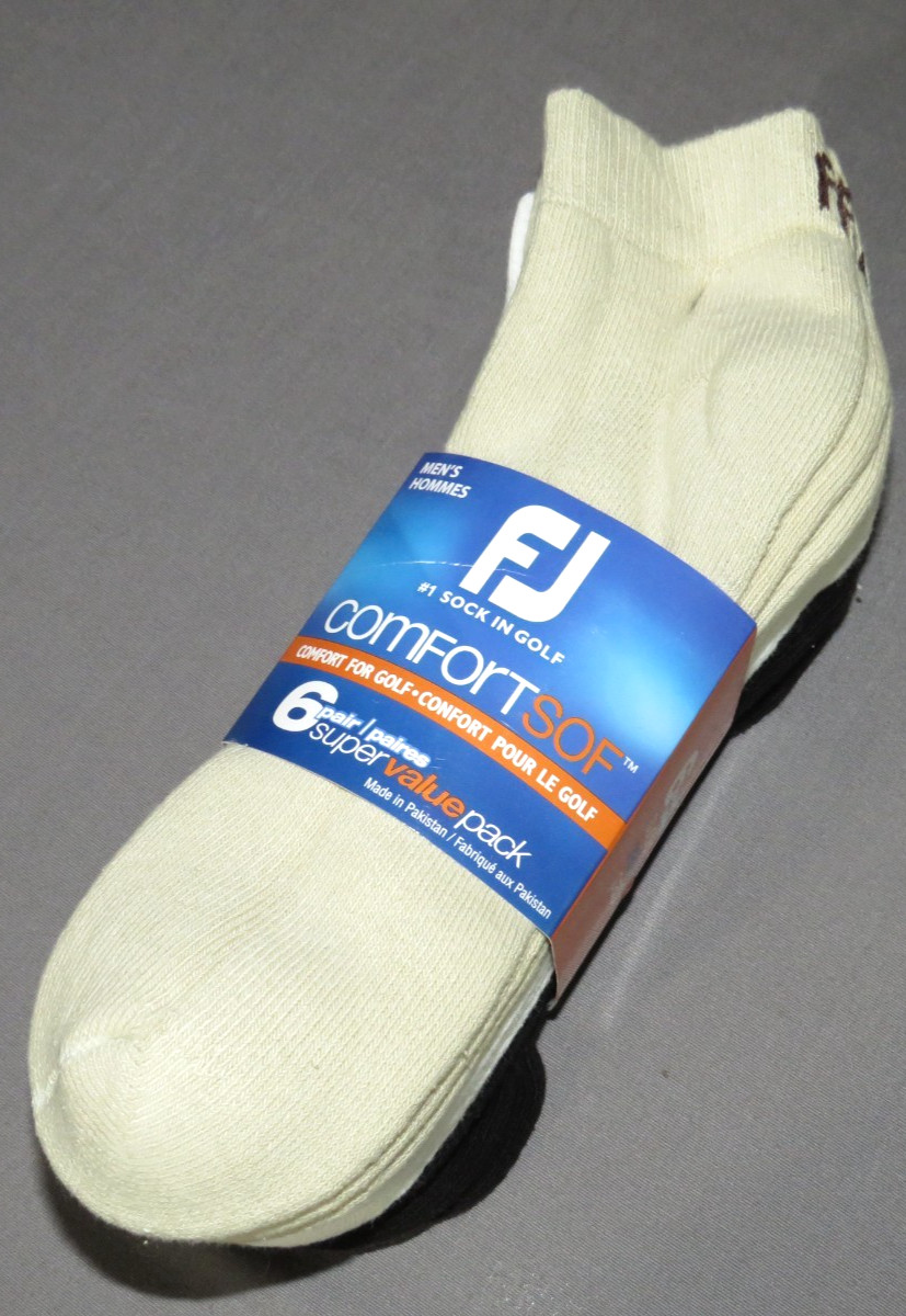 NEW! FootJoy 6 Pair White - Black - Beige Comfort Soft Low C