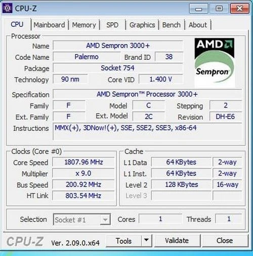 DESKTOP Asrock K8NF4G CPU Sempron 3000+ RAM 2Gb DDR SSD 256Gb + WIN7 - Immagine 3 di 4