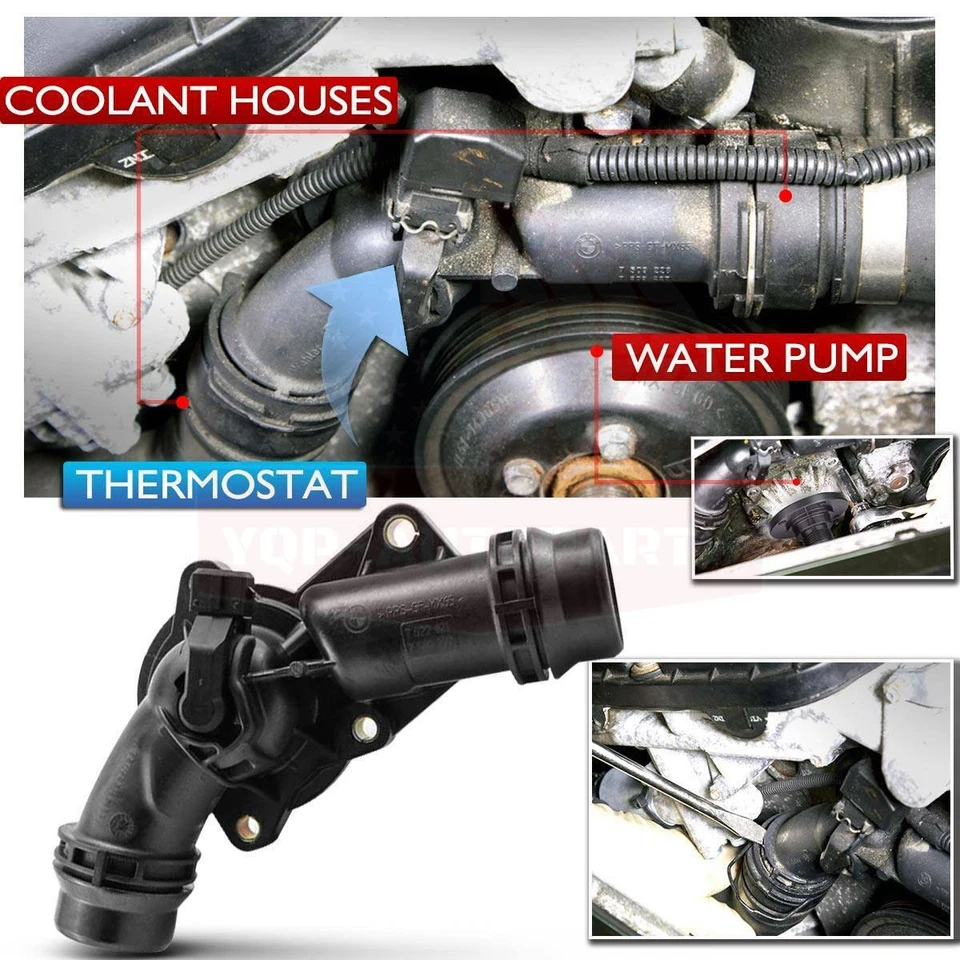 Thermostat Housing w/ Gasket for BMW E46 323i 325i 328i 330i 525i 528i X3 X5 Z3 Foto 2 de 4