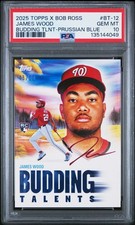 TOPPS X BOB ROSS THE JOY OF BASEBALL BUDDING TALENTS JAMES WOOD 43/50 PSA 10