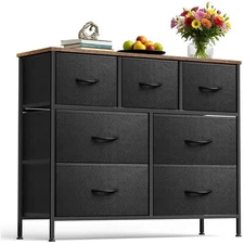 Dresser for Bedroom with 7 Drawers Storage Drawers Organizer Unit Black wood