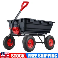 Poly Garden Dump Cart Heavy-duty Yard Carts and Wagons 900 lbs 10" Tires Black