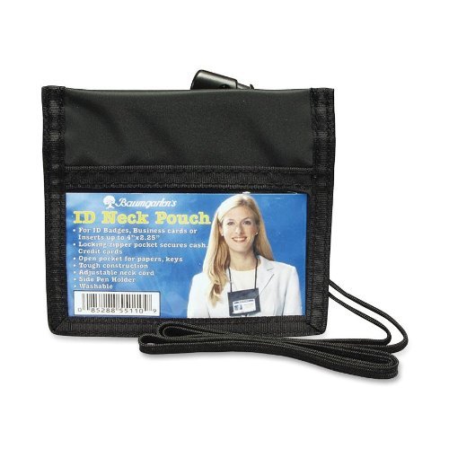 Baumgartens Sicurix #55110 Black Horizontal ID BADGE HOLDER Neck Pouch /Lanyard - Picture 1 of 2