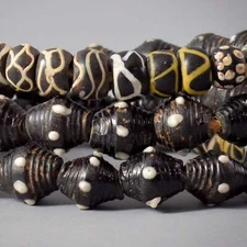 Rattlesnake and Rare Barrel Black Venetian Trade Beads