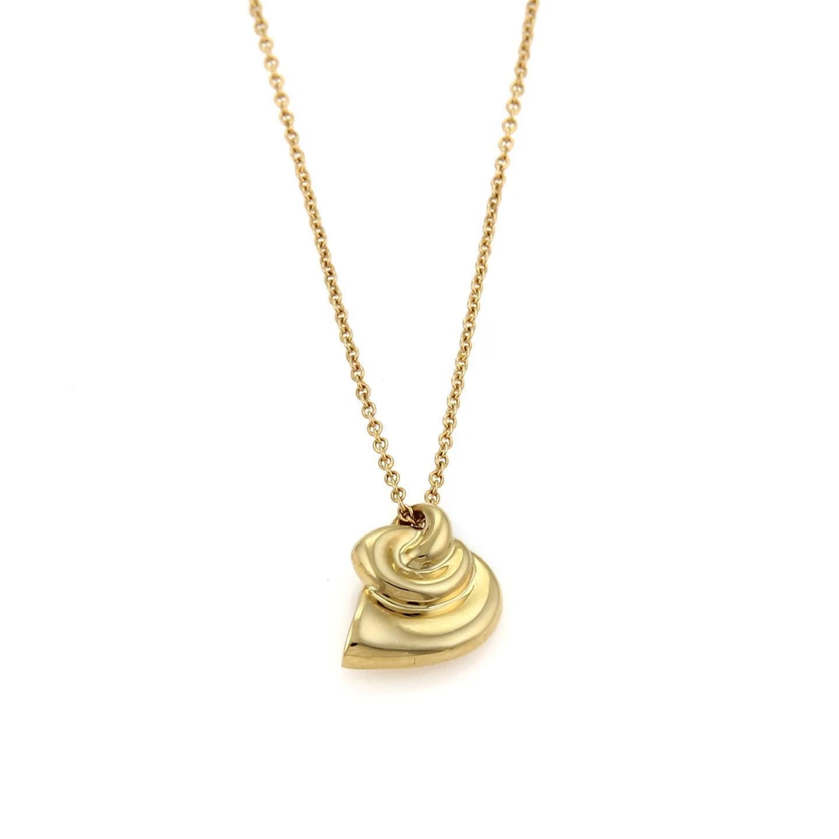 Tiffany Co. Peretti Shell Pendant 18k Yellow Gold Wide Horn Necklace