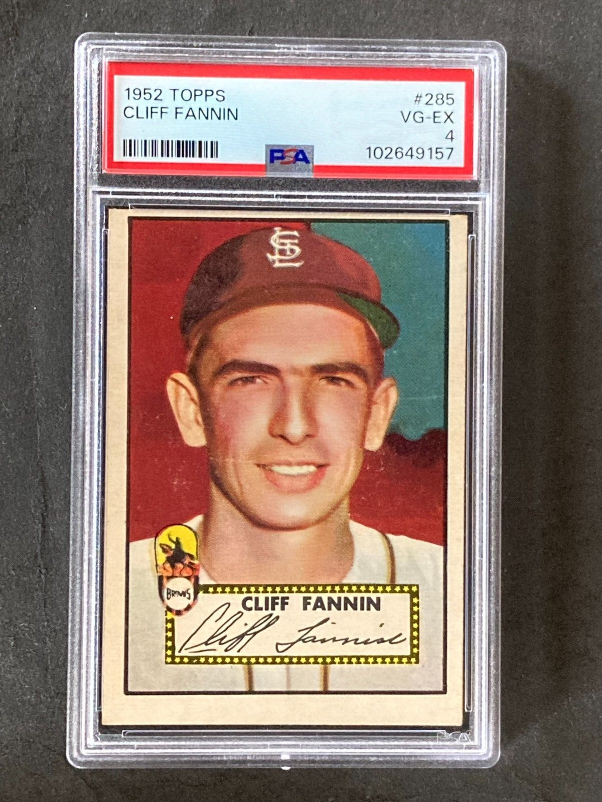 1952 Topps #285 Cliff Fannin Set Break PSA 4