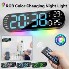 Reloj de Pared Digital LED Fecha Temperatura Pantalla Reloj Despertador Temporizador Control Remoto