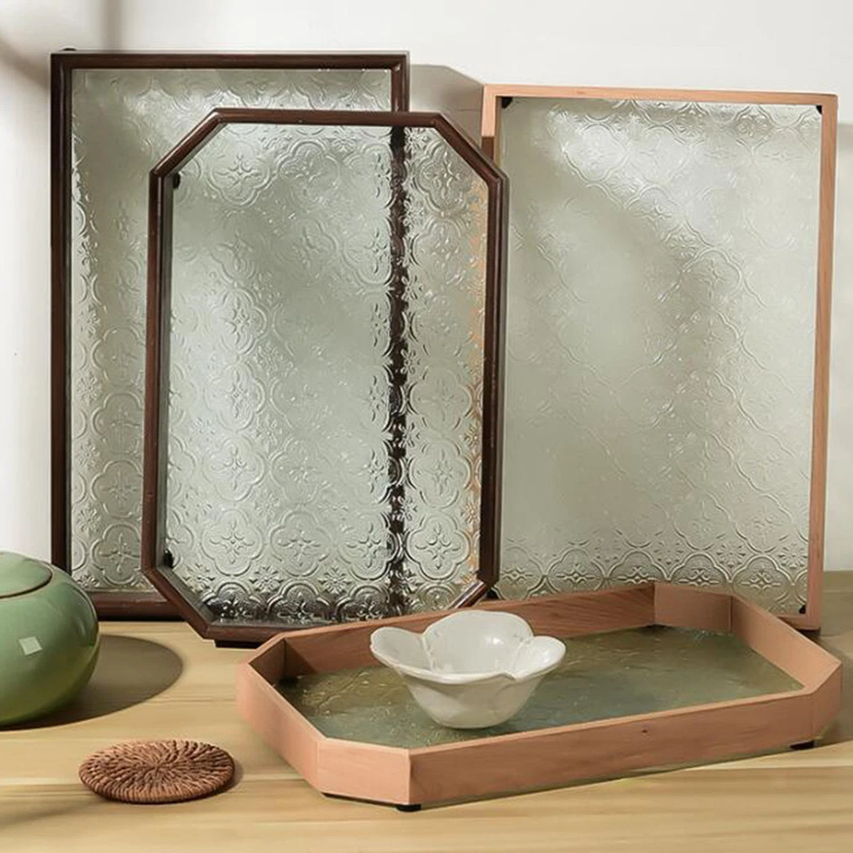 Glass desk sale storage