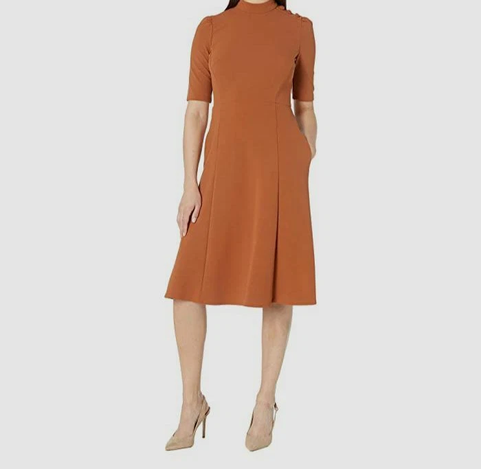 Donna morgan short sleeve fit cheap & flare dress