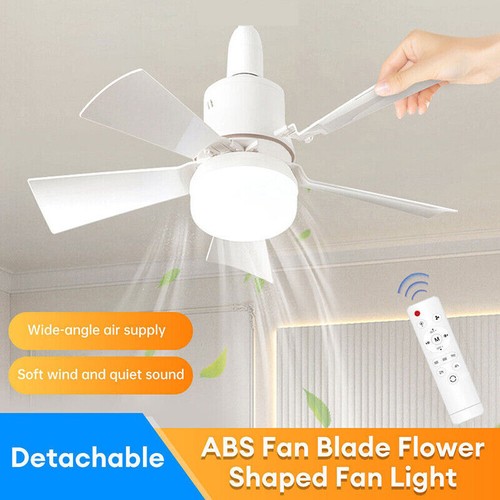 3 Color Dimmable Socket Fan with Light Quiet Ceiling Fan Light White Ceiling Fan - Picture 18 of 19