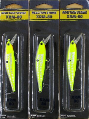 (3) Reaction Strike 3.2'' XRM-80 .65 Oz Jerkbaits T-Rock Brand New In Pack