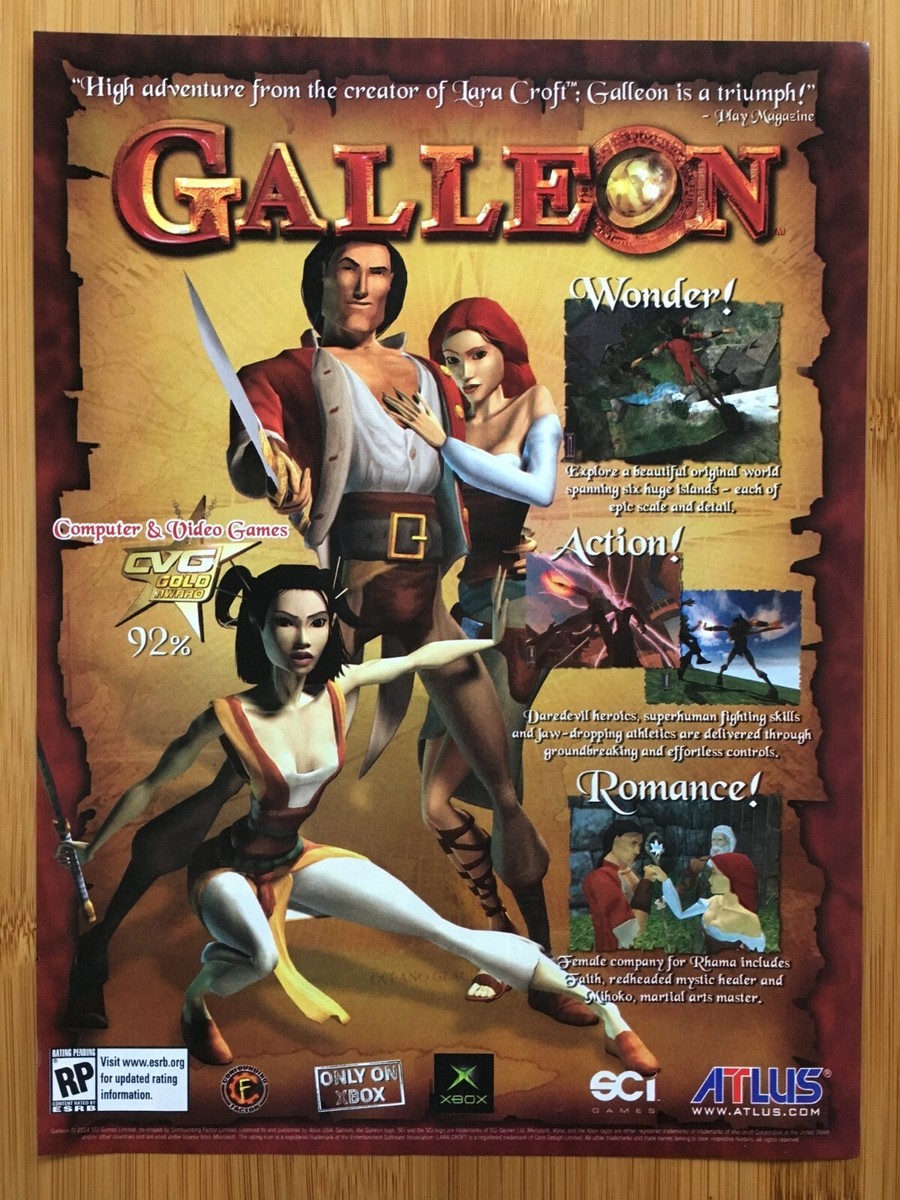 Galleon Xbox 2004 Vintage Video Game Poster Ad Advert Art