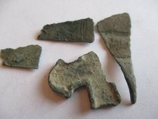 OLD METAL ARTIFACT RELIC LOT 4 FRAGMENTS GREEN PATINA UNIDENTIFIED COLLECTIBLES