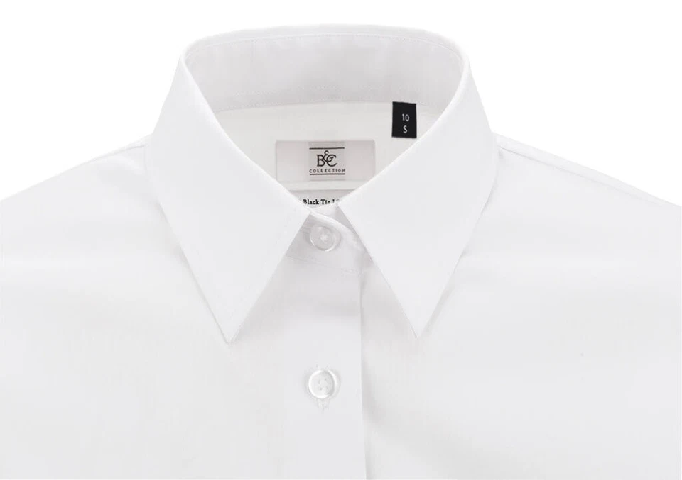 B&C Damen langarm Bluse Elastan Anteil Popelin LA Black Tie LSL SWP23 NEU - Bild 3 von 4