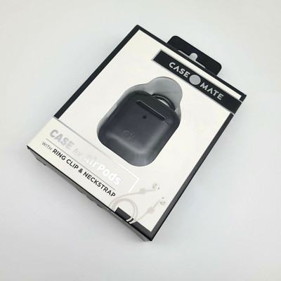 Case Mate leather case for Airpods with ring clip & neck strap black