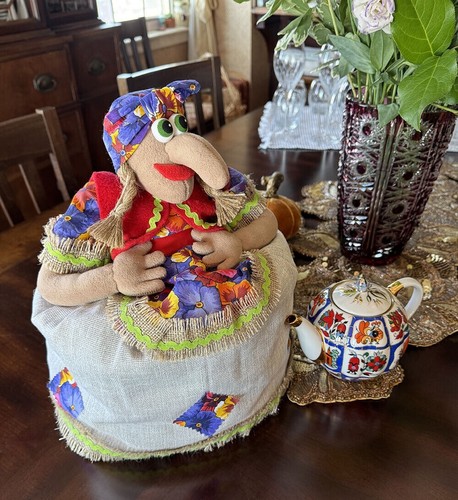 Baba Yaga Tea Cozy Teapot Warmer Doll Vintage Style Mockobckar 18" x 10" - Picture 4 of 4