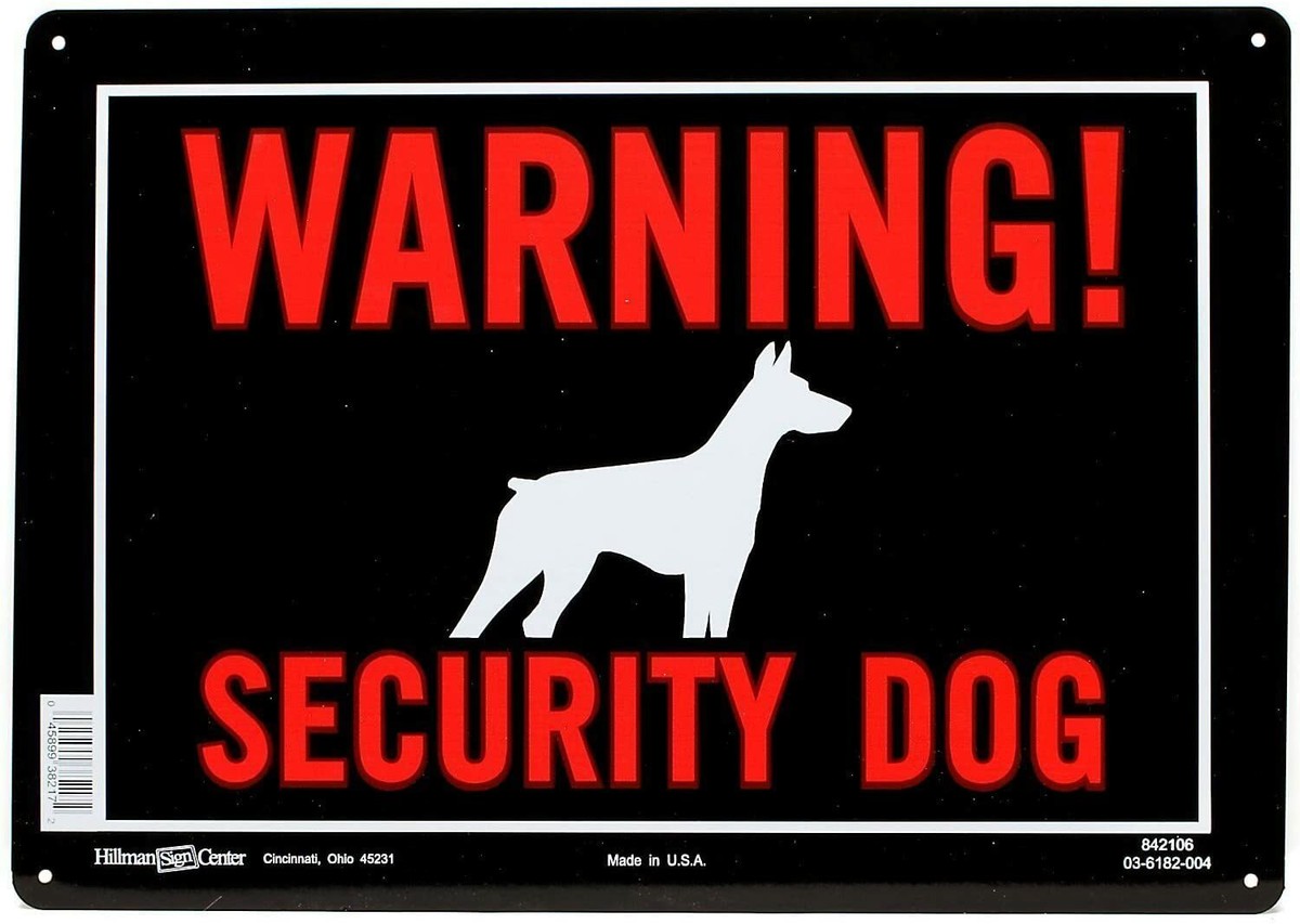 Sign, 10x14 'Warning Security Dog' | eBay