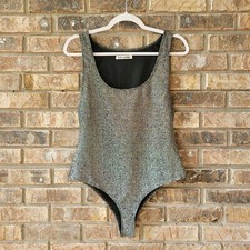 Reformation Women's Saturn Bodysuit Silver Metallic Size Large NWOT