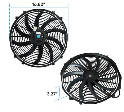 2X Universal 16'' Cooling Fan Electric Radiator Slim Push Pull 12V 80W Mount Kit