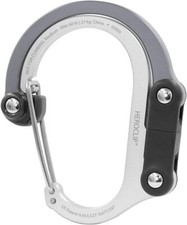 HEROCLIP Large Gray Carabiner Clip and Hook for Camping, Backpack 2 Pack Sizes