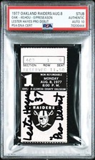 LESTER HAYES SIGNED NFL PRO DEBUT TICKET STUB 1977 RAIDERS 8/8 POP1 PSA AUTO 10