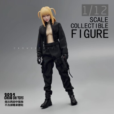 1/12 Female Trendy Black Dark Source Work Pants Model For 6'' Action Figure Body