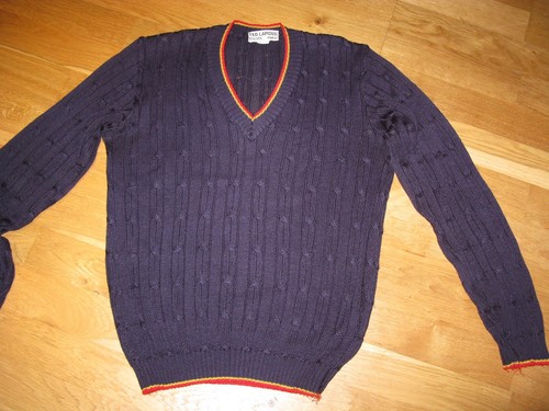 Pull Vintage Homme Ted Lapidus - Bleu, Taille XL, Matière Acrylique Et Coton