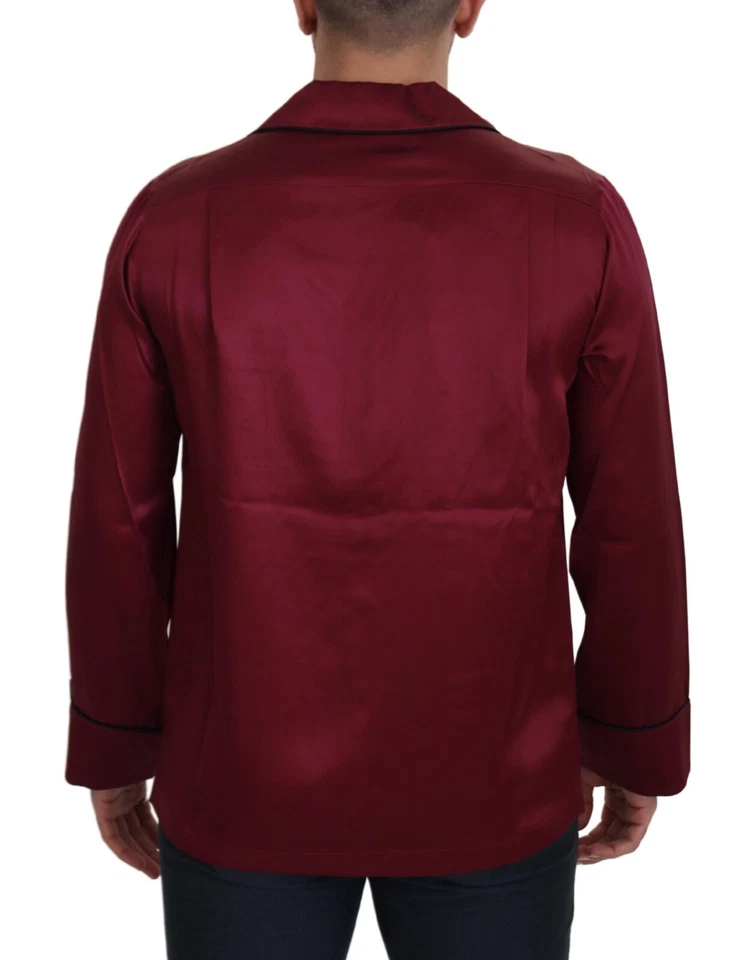 DOLCE & GABBANA Shirt Red Silk Lounge Top Pajama Sleepwear 39/US15.5/S 1350usd - Image 3 of 4