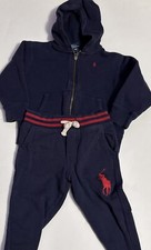 2 Pc Polo Ralph Lauren Navy Blue Cotton Knit Tracksuit 2T