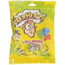 1 x 2.64 oz Warheads Shaped 10 ct Lollipops Assorted Fruit Flavors Sour Candy