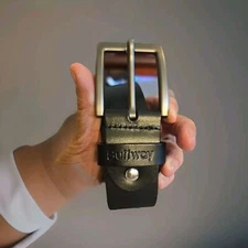 Buffway Men's Minimalist 1.5" Full Grain Leather Belt BrushedMetal Buckle Sz 54