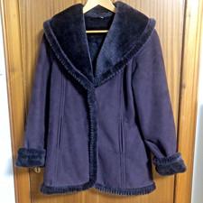Klass Women Button Faux Fur Purple Cosy Jacket Uk S Stylish Beautiful