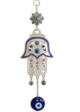 Turkish Blue Evil Eye Hamsa Hand Wall Hanging Amulet Blessing Gift C11