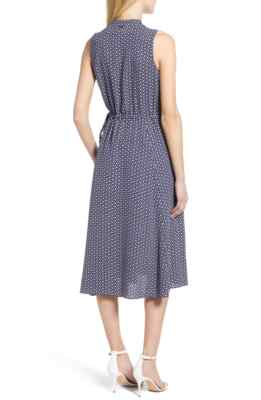 Anne Klein Drawstring A-Line Dress - Blue XS