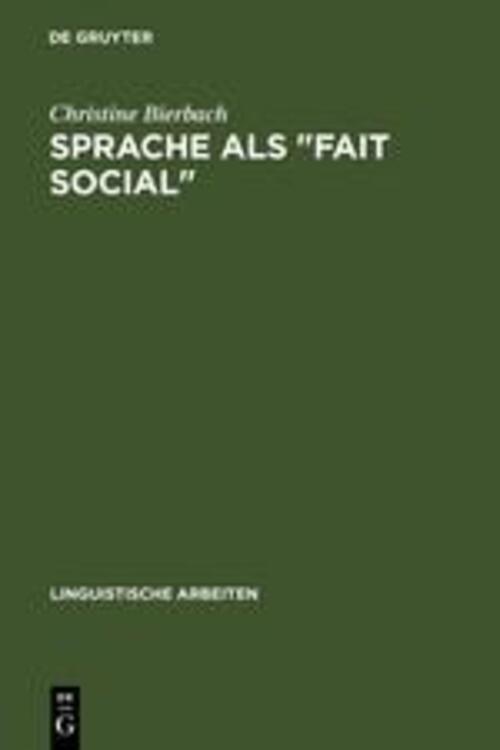 Thumbnail - Christine Bierbach | Sprache Als Fait Social | Buch | Deutsch (1978) |